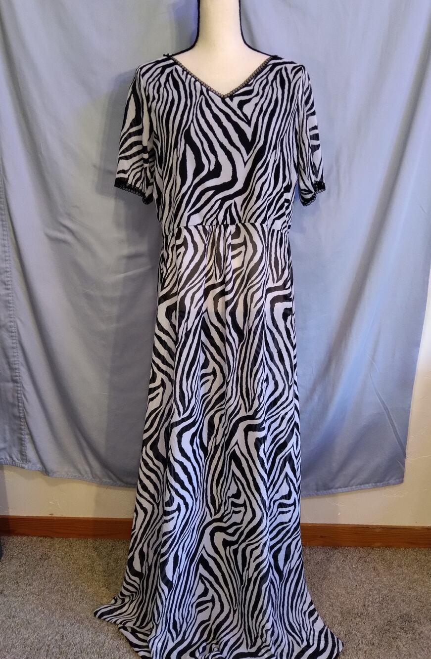 Semi-Sheer Zebra Print Maxi Dress